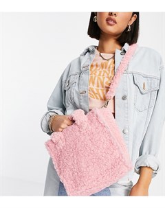 Розовая плюшевая сумка тоут через плечо Exclusive Glamorous