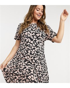 Чайное платье мини в розовом цветочном принте ASOS DESIGN Curve Asos curve