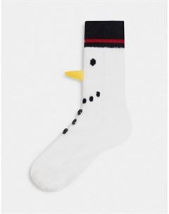 Новогодние носки слиперы с принтом снеговика из пушистой пряжи Asos design