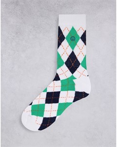 Спортивные носки в ромбы с вышитым смайликом Asos design