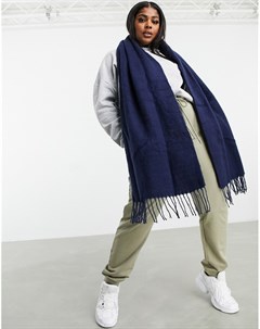 Длинный мягкий шарф с кисточками темно синего цвета Asos design