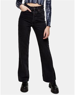 Черные выбеленные джинсы с разрезами Topshop