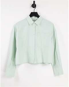 Укороченная рубашка из поплина шалфейно зеленого цвета Pimkie