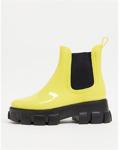 Желтые непромокаемые ботинки челси на массивной подошве Giana Asos design