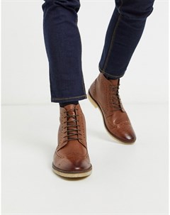 Светло коричневые кожаные ботинки броги Asos design