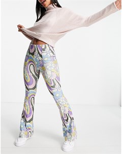 Расклешенные брюки из переработанного полиэстера с разноцветным психоделическим принтом часть компле Damson madder