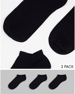 Набор из 3 пар низких черных носков из органического хлопка Topshop