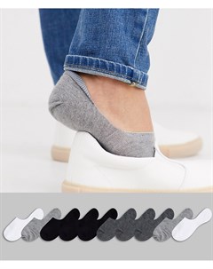 Набор из 10 пар невидимых носков в черно белой гамме скидка Asos design