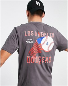 Серая футболка с принтом на спине LA Dodgers New era