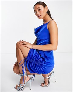 Присборенное платье мини на бретельках кобальтового синего цвета Unique21