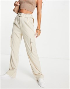 Светло бежевые широкие брюки карго x Naomi Genes In the style