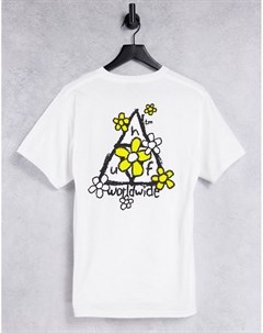 Белая футболка с тремя треугольниками и принтом маргариток Huf
