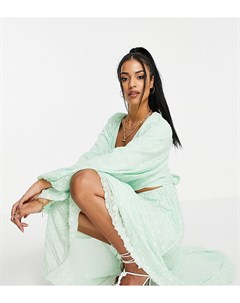 Платье миди с запахом завязкой и плиссированной юбкой из ткани добби мятно зеленого цвета ASOS DESIG Asos tall