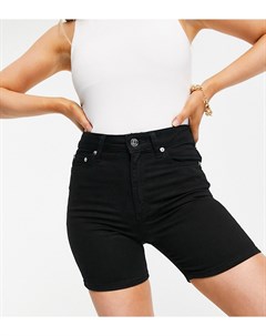 Черные джинсовые эластичные зауженные шорты с завышенной талией ASOS DESIGN Petite Asos petite