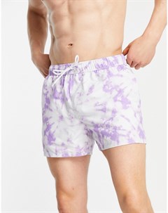 Фиолетовые короткие шорты для плавания с принтом тай дай Asos design