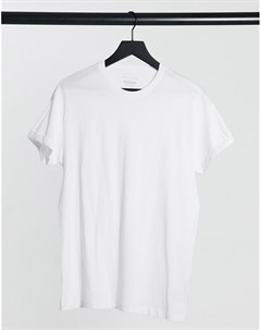 Белая футболка с отворотами на рукавах из органического хлопка New look