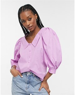 Фиолетовая блузка с объемными рукавами Vila