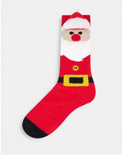 Плотные носки с 3D принтом Санта Клауса Asos design