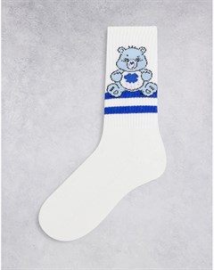 Белые спортивные носки с Заботливым Мишкой Asos design