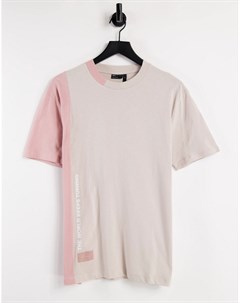 Розовая футболка свободного кроя со вставками и фирменной нашивкой Asos unrvlld spply