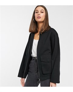 Черная хлопковая куртка с карманами ASOS DESIGN Tall Asos tall