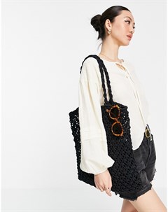 Кремовая свободная блузка с вышивкой и завязкой спереди Vero moda