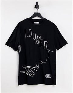 Черная футболка с принтом Louder Bershka