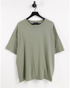 Oversized футболка цвета хаки из плотного органического хлопка Asos design