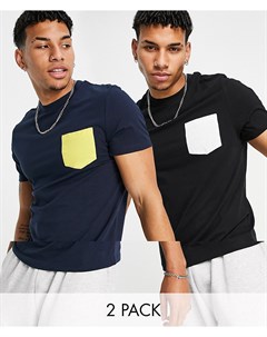 Набор из 2 футболок с контрастными карманами Asos design