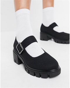 Черные туфли с ремешком на массивной подошве Asos design