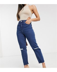 Синие узкие джинсы в винтажном стиле с завышенной талией и рваной отделкой ASOS DESIGN Petite Farlei Asos petite
