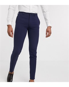 Темно синие супероблегающие брюки из эластичной в четырех направлениях ткани Tall Asos design