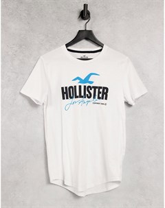 Белая футболка из технологичной ткани с логотипом Hollister