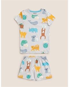 Хлопковая пижама с изображениями животных Marks & spencer