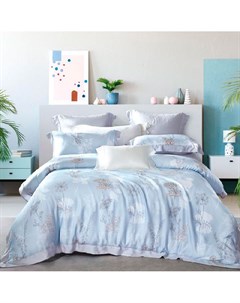Комплект постельного белья семейный голубой 7 предметов Pappel