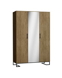 Шкаф трехстворчатый с зеркалом loft коричневый 150x230x60 см R-home