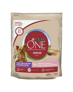 Mini сухой корм для собак мелких пород с чувствительным пищеварением с высоким содержанием лосося и  Purina one