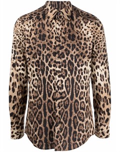 Рубашка с леопардовым принтом и длинными рукавами Dolce&gabbana