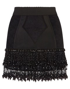 Жаккардовая мини юбка с декором из бисера Dolce&gabbana