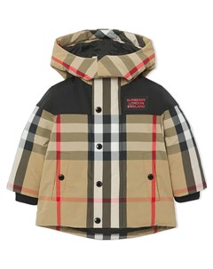 Пуховик в клетку Burberry kids