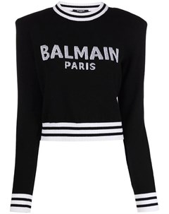 Укороченный джемпер с логотипом Balmain