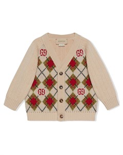 Кардиган с узором аргайл и логотипом GG Gucci kids