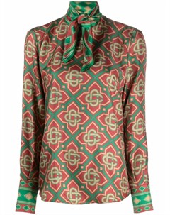 Шелковая блузка с длинными рукавами и монограммой Casablanca