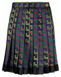 Плиссированная юбка с принтом Greca Neon Versace