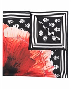 Шелковый платок с цветочным принтом Alexander mcqueen
