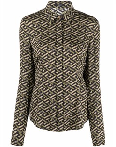 Рубашка из эластичного шелка с геометричным принтом Versace