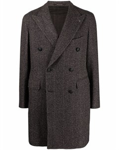 Двубортное пальто с узором в елочку Tagliatore