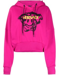 Укороченное худи с принтом Medusa Smile Versace