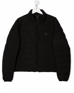 Пуховик на молнии с нашивкой логотипом Emporio armani kids