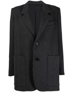 Однобортное пальто с узором в елочку Ami paris